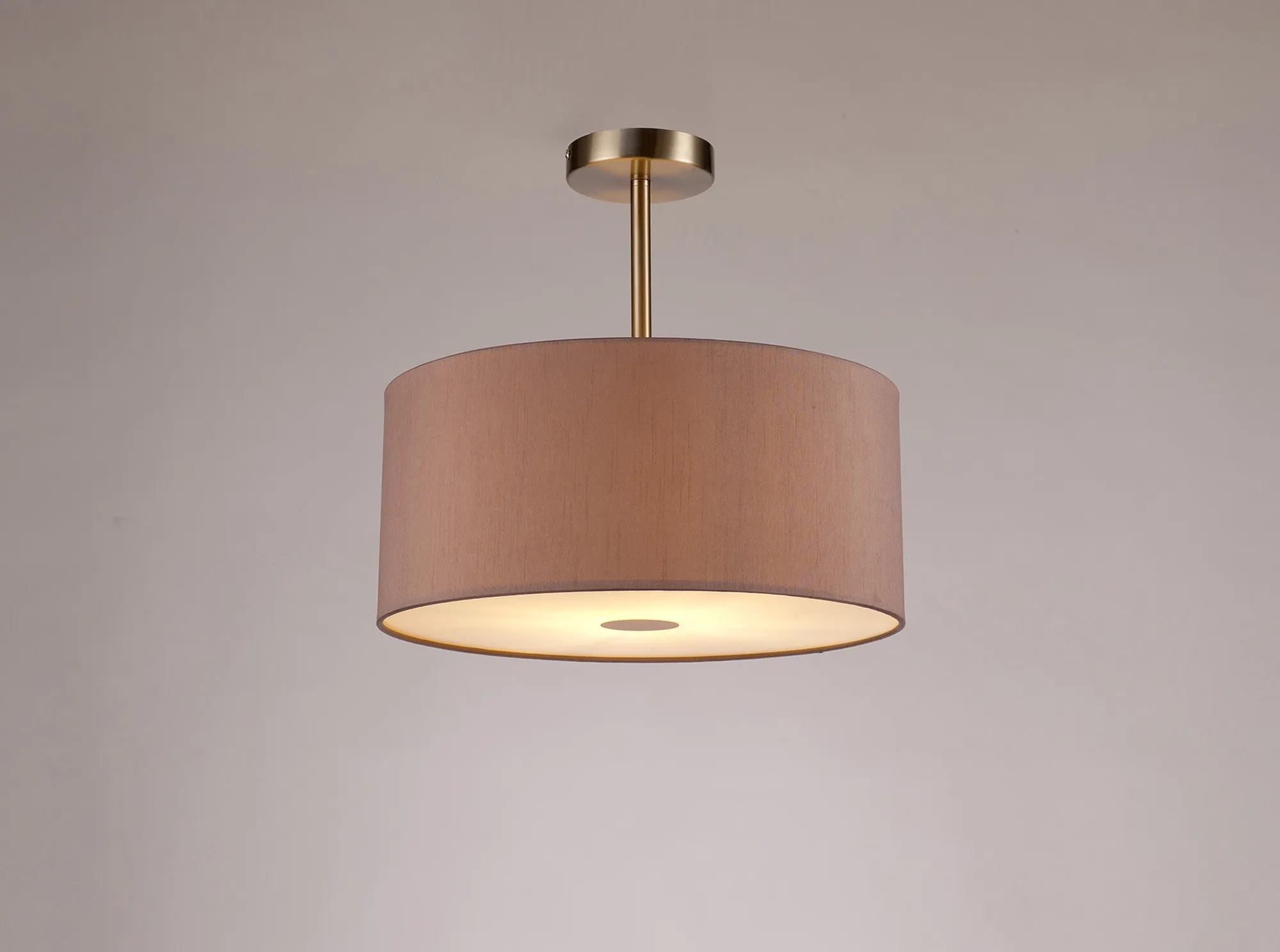 Baymont 40cm Semi Flush 1 Light Satin Nickel, Taupe/Halo Gold, Frosted Diffuser DK0257  Deco Baymont SN TA